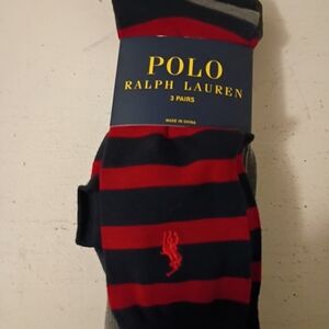 Polo by Ralph Lauren Men's Casual Socks - Red and Black Stripes